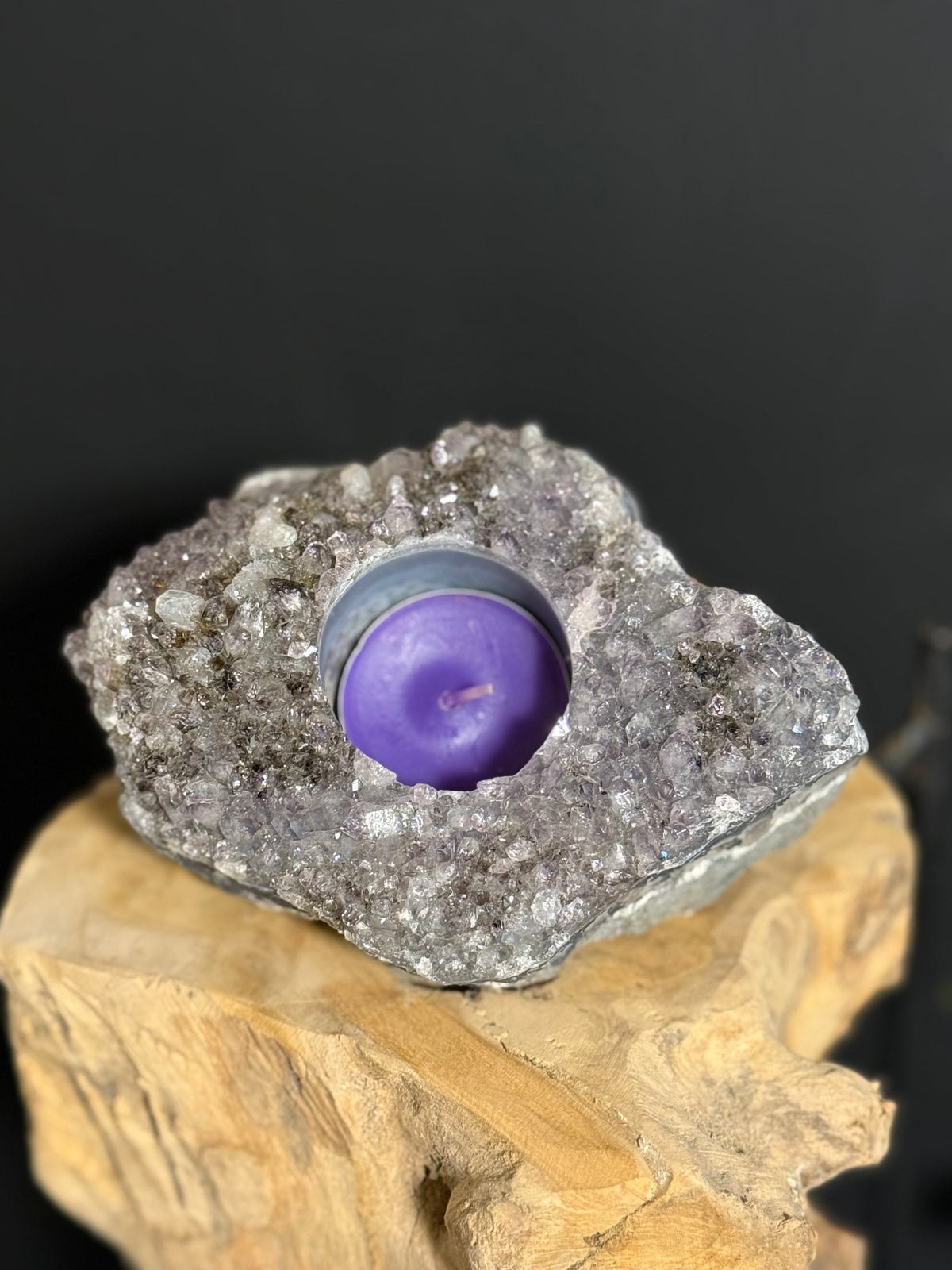 Amethyst tea light holder