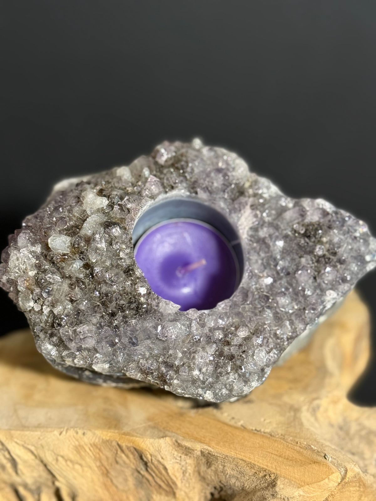 Amethyst tea light holder