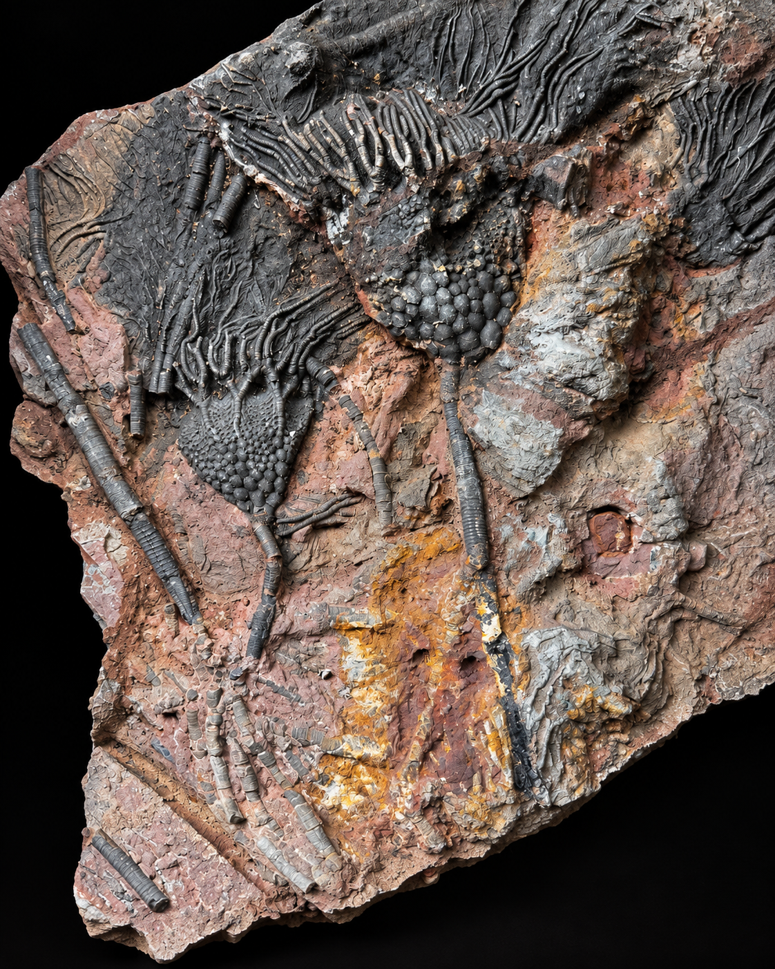 Large crinoid fossil plate – Scyphocrinites – Morocco – 50 cm
