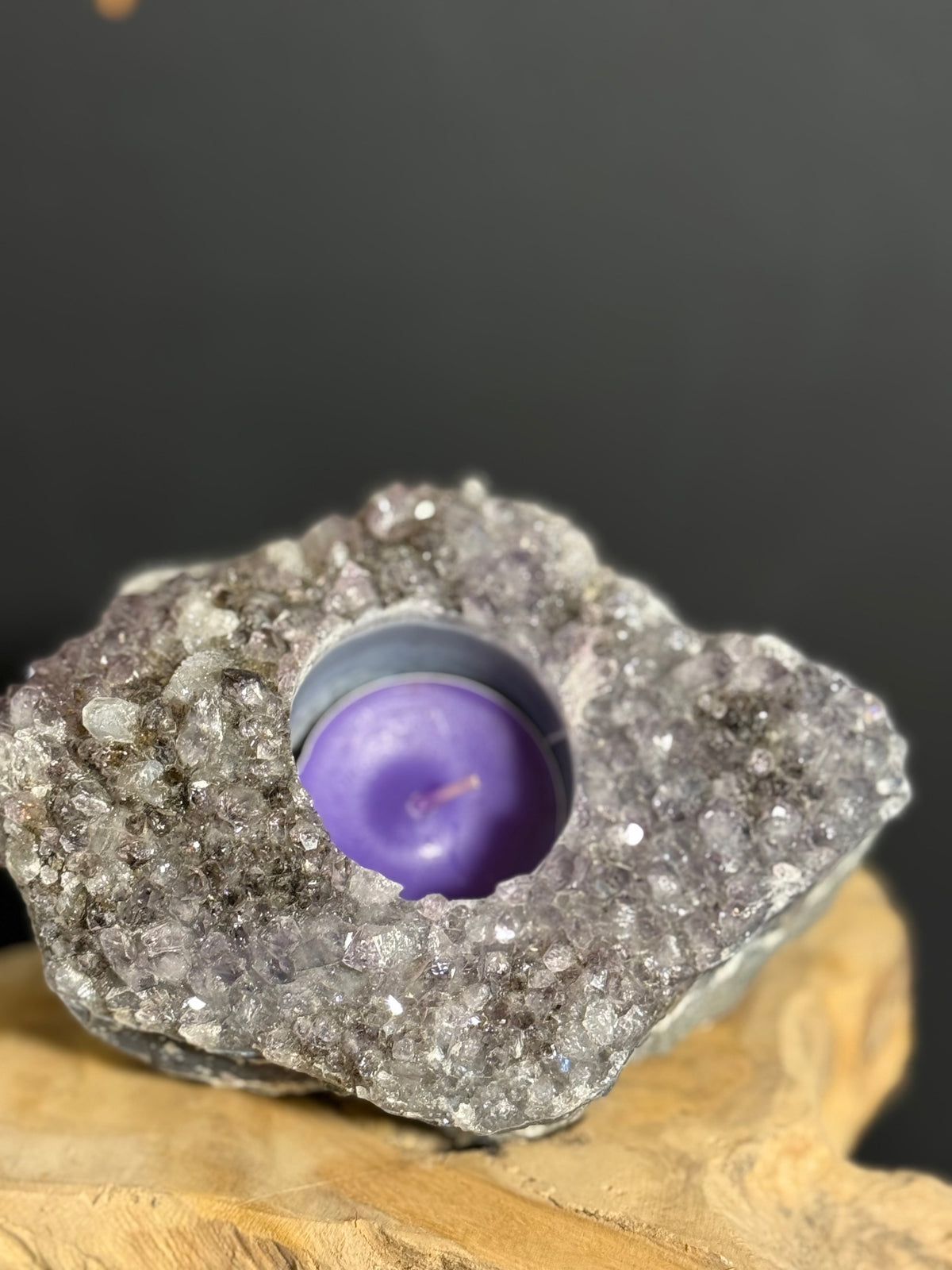 Amethyst tea light holder