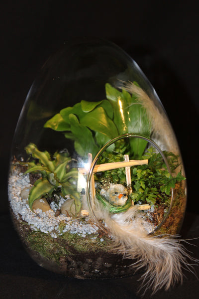 Paasei in glas – creatie met Mini plantjes / Oeuf de Pâques en verre - Création avec Mini plantes